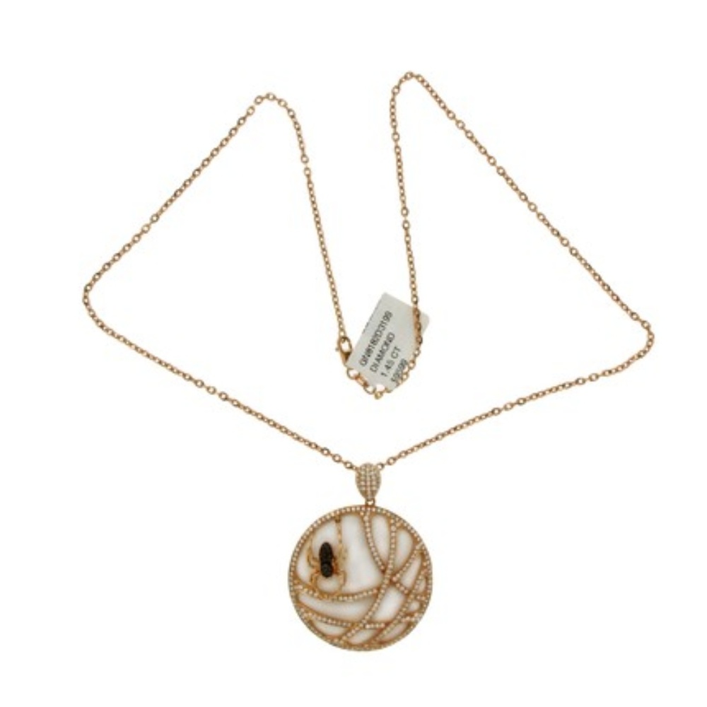 Luxo Jewelry Diamond Rose  Gold Spider Necklace